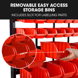 BAUMR-AG 39 Parts Bin Rack Storage System Floor Mount - Red - Top-Down View