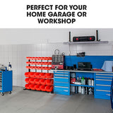 BAUMR-AG 39 Parts Bin Rack Storage System Floor Mount - Red - Close-Up Angle