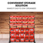 BAUMR-AG 39 Parts Bin Rack Storage System Floor Mount - Red