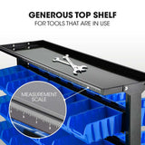 BAUMR-AG 94 Parts Bin Rack Storage System Mobile Double-Sided - Blue - Top-Down View