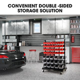 BAUMR-AG 94 Parts Bin Rack Storage System Mobile Double-Sided - Red - Side View