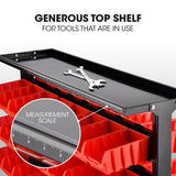 BAUMR-AG 94 Parts Bin Rack Storage System Mobile Double-Sided - Red - Top-Down View