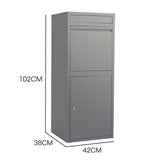 FORTIA Freestanding Parcel Post Box Letterbox, Letter Slot, Woodland Grey - Rear View