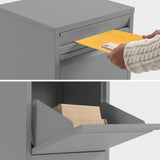 FORTIA Freestanding Parcel Post Box Letterbox, Letter Slot, Woodland Grey - Side View