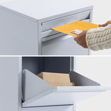 FORTIA Freestanding Parcel Post Box Letterbox, Letter Slot, Light Grey - Side View