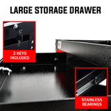 BULLET 3-Tier Steel Tool Trolley Cart, for Workshop, Mechanic, with Drawer, Pegboard, Screwdriver Bay, Black/Red - Front View