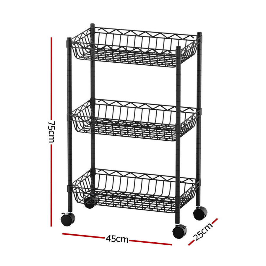 Artiss 3-Tier Shelving Unit Adjustable Garage Storage Kitchen Rack With Wheels