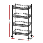Artiss 4-Tier Shelving Unit Adjustable Garage Storage Kitchen Rack With Wheels
