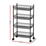 Artiss 4-Tier Shelving Unit Adjustable Garage Storage Kitchen Rack With Wheels - Side View