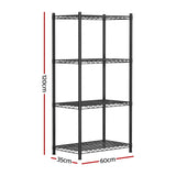Artiss 4-Tier Shelving Unit Adjustable Garage Storage Shelves Kitchen Rack Steel - Side View