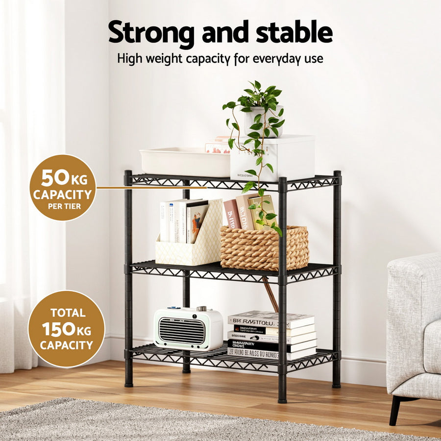 Artiss 3-Tier Shelving Unit Adjustable Garage Storage Shelves Kitchen Rack Steel