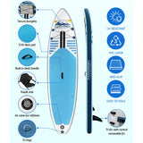 Weisshorn Stand Up Paddle Board 10.6ft Inflatable SUP Surfboard Paddleboard Kayak Surf Blue - 45-Degree Angle