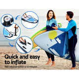 Weisshorn Stand Up Paddle Board 10.6ft Inflatable SUP Surfboard Paddleboard Kayak Surf Blue - Close-Up Angle