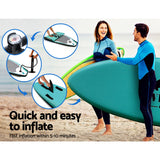 Weisshorn Stand Up Paddle Board 10.6ft Inflatable SUP Surfboard Paddleboard Kayak Surf Green - Close-Up Angle