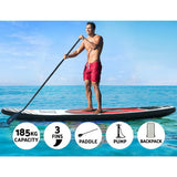 Weisshorn Stand Up Paddle Board 11ft Inflatable SUP Surfboard Paddleboard Kayak Surf Black - Top-Down View