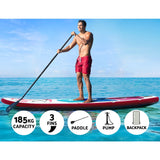 Weisshorn Stand Up Paddle Board 11ft Inflatable SUP Surfboard Paddleboard Kayak Surf Pink - Top-Down View
