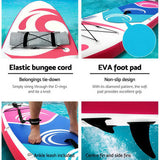 Weisshorn Stand Up Paddle Board 11ft Inflatable SUP Surfboard Paddleboard Kayak Surf Pink - 45-Degree Angle