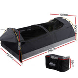 Weisshorn Double Swag Camping Swags Deluxe Canvas Tent Dark Grey - Front View
