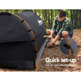 Weisshorn Double Swag Camping Swags Deluxe Canvas Tent Dark Grey - Top-Down View