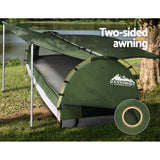 Weisshorn Double Swag Camping Swags Canvas Free Standing Dome Tent Celadon - Top-Down View