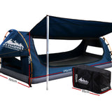 Weisshorn Double Swag Camping Swags Canvas Free Standing Dome Tent Dark Blue 4CM - Front View