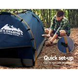 Weisshorn Double Swag Camping Swags Canvas Free Standing Dome Tent Dark Blue 4CM - Side View