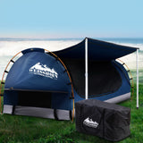 Weisshorn Double Swag Camping Swags Canvas Free Standing Dome Tent Dark Blue 4CM - Close-Up Angle
