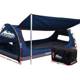 Weisshorn Double Swag Camping Swags Canvas Free Standing Dome Tent Dark Blue - Front View