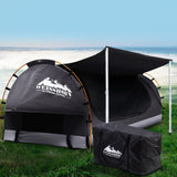 Weisshorn Double Swag Camping Swags Canvas Free Standing Dome Tent Dark Grey 4CM - Close-Up Angle
