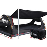 Weisshorn Double Swag Camping Swags Canvas Free Standing Dome Tent Dark Grey - Front View