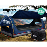 Weisshorn King Single Swag Camping Swags Canvas Free Standing Dome Tent Blue - Top-Down View
