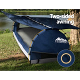 Weisshorn King Single Swag Camping Swags Canvas Free Standing Dome Tent Blue - 45-Degree Angle