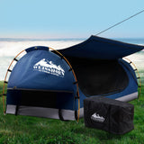 Weisshorn King Single Swag Camping Swags Canvas Free Standing Dome Tent Blue - Low Angle