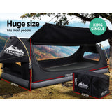 Weisshorn King Single Swag Camping Swags Canvas Free Standing Dome Tent Grey - Top-Down View