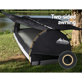 Weisshorn King Single Swag Camping Swags Canvas Free Standing Dome Tent Grey - 45-Degree Angle