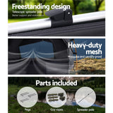 Weisshorn King Single Swag Camping Swags Canvas Free Standing Dome Tent Grey - Rear View