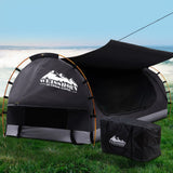 Weisshorn King Single Swag Camping Swags Canvas Free Standing Dome Tent Grey - Low Angle