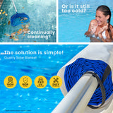 Aurelaqua Pool Roller Cover and 7.5x3.2m Solar Blanket 400 Micron, Blue - Front View