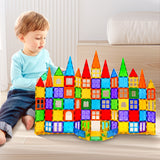 Playpals Kids Magnetic Tiles Blocks Building Educational Toys 100PCS - Close-Up Angle