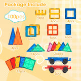 Playpals Kids Magnetic Tiles Blocks Building Educational Toys 100PCS