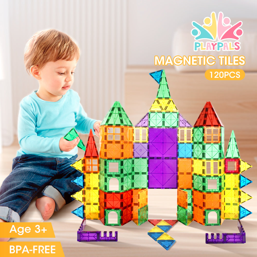 Playpals Kids Magnetic Tiles Blocks Building Educational Toys 120PCS