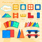 Playpals Kids Magnetic Tiles Blocks Building Educational Toys 120PCS - 45-Degree Angle