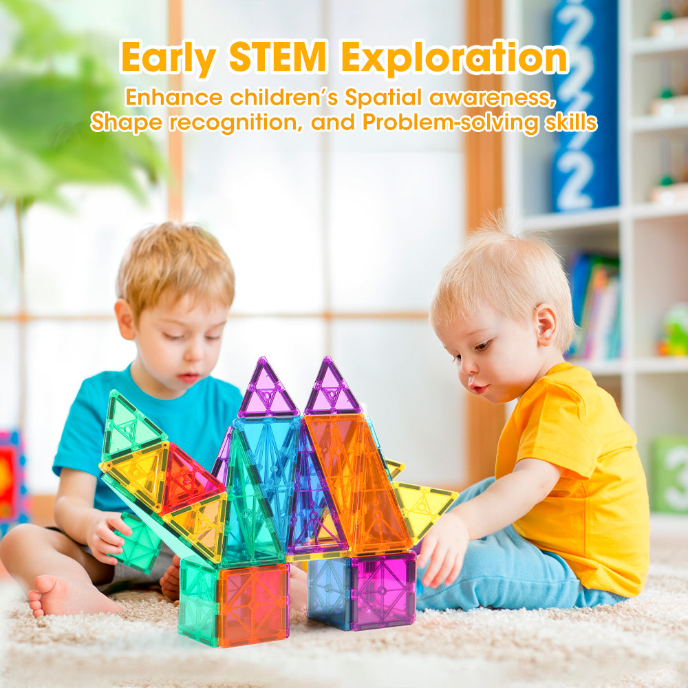 Playpals Kids Magnetic Tiles Blocks Building Educational Toys 60PCS