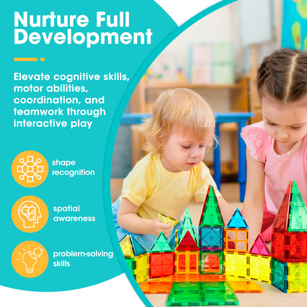 Playpals Kids Magnetic Tiles Blocks Building Educational Toys 60PCS