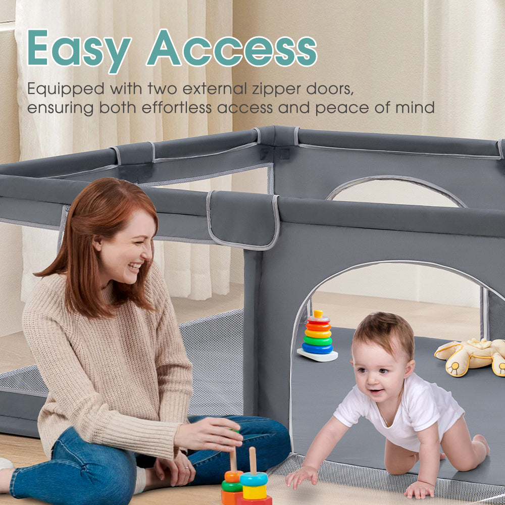 Playpals Kids Playpen Baby Safety Gate 2 Door 150x180cm