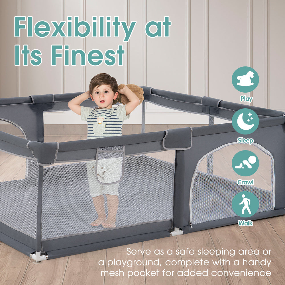 Playpals Kids Playpen Baby Safety Gate 2 Door 150x180cm