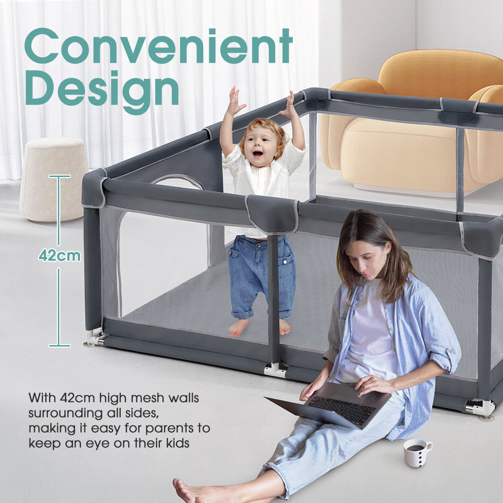Playpals Kids Playpen Baby Safety Gate 2 Door 150x180cm