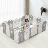 Playpals Kids Playpen Baby Safety Gate Toddler Fence 18 Panels Grey