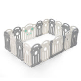 Playpals Kids Playpen Baby Safety Gate Toddler Fence 18 Panels Grey