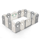Playpals Kids Playpen Baby Safety Gate Toddler Fence 18 Panels Grey - Close-Up Angle